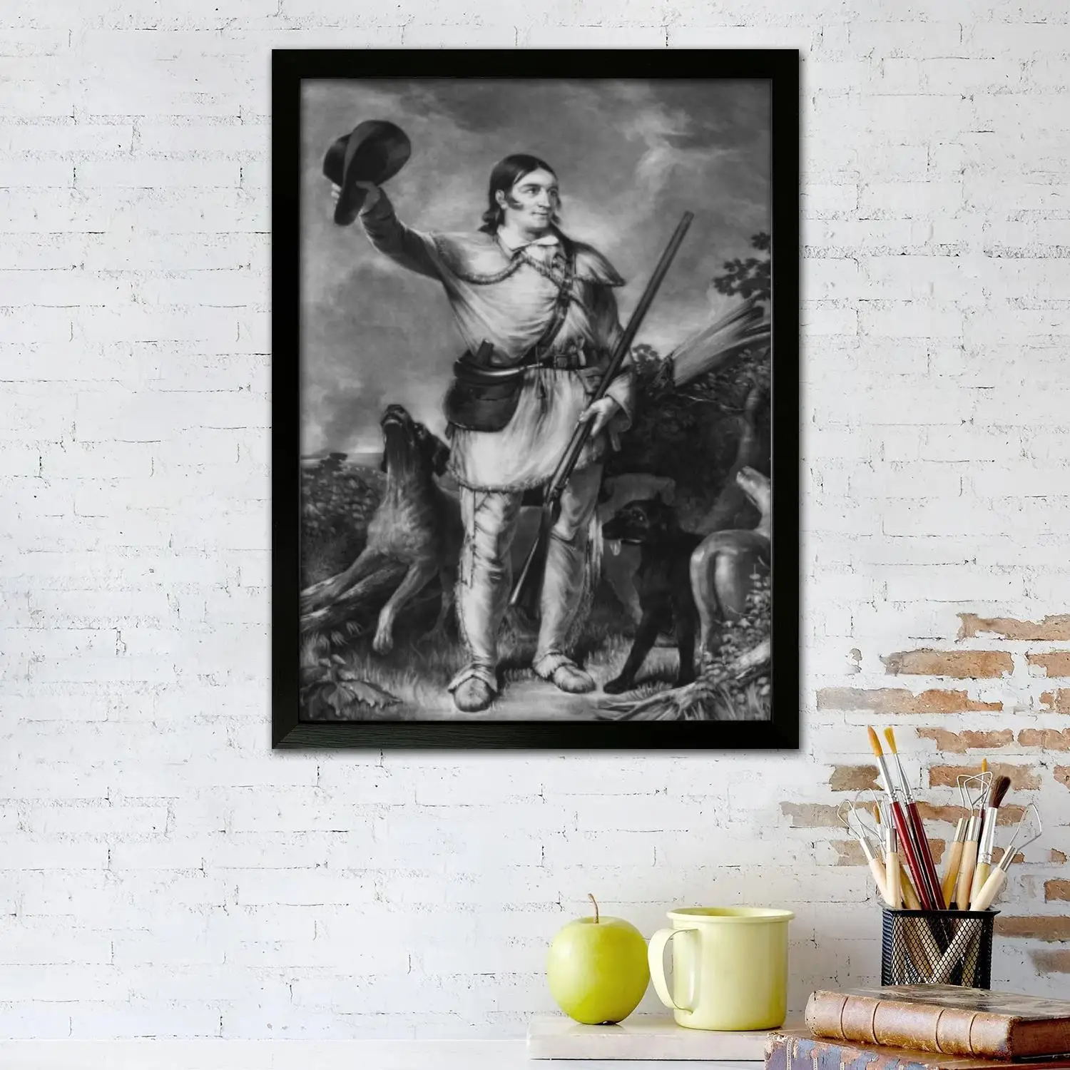 davy crockett soldier Canvas Art Poster and Wall Art, Picture Print, Modern Family Bedroom Decor, Posters,Decorative painting