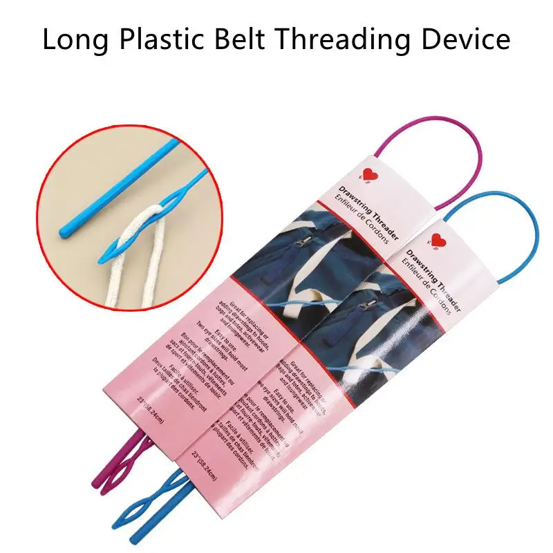 2Pcs/Lot Long Plastic Elastic Belt Threading Device DIY Manual Leather Belt Buckle Inserting Tool for Home Repair