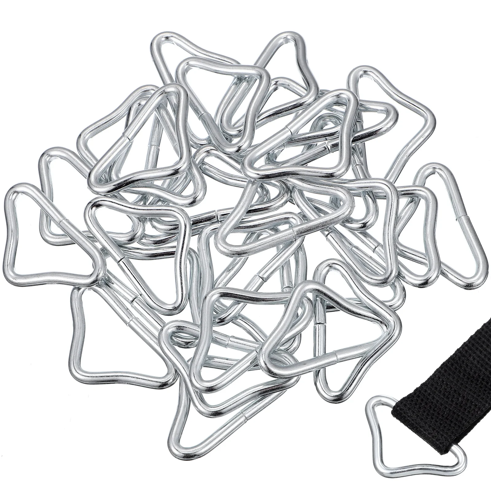 30Pcs Trampoline Triangle Ring Replacement Buckles Metal Galvanized Triangle Rings Buckles Webbing Fixing Parts