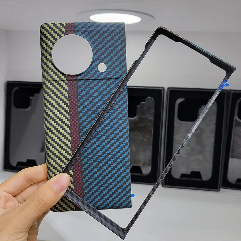 For Vivo X Fold / X Fold+ Real Carbon Case Ultra-thin Lightweight Luxury Aramid Foldable Full set Phone Cover for X Fold plus