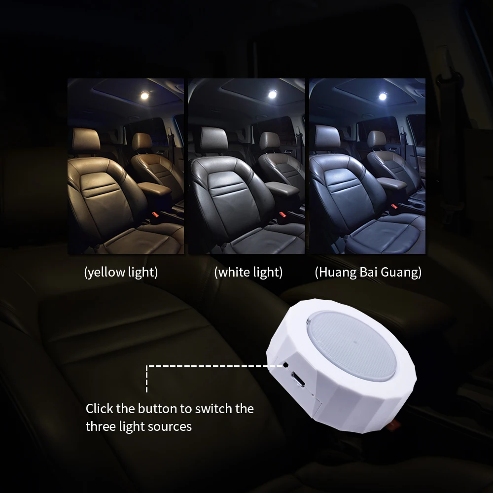 Car Light Roof Magnet dome led night light toilet with sound sensor rechargeable battery 3 level brightness 3 color for bathroom