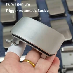 35/38mm Titanium Trigger Automatic Buckle for Inner-wearing Business Belts Ultra-light Anti-allergy Buckles Brushed Surface