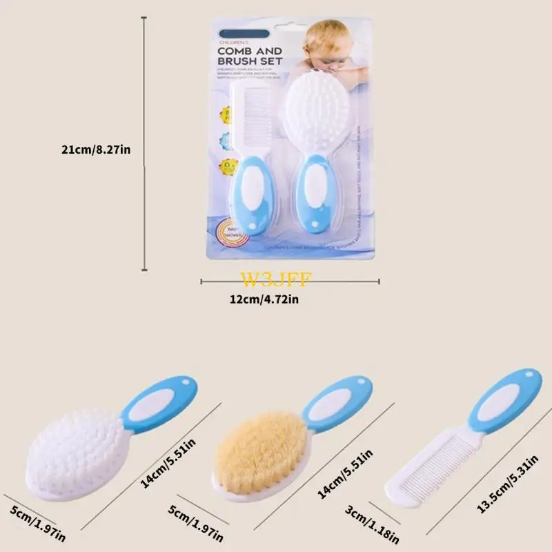 W3JF 2PCS Gentle Infant Shampoo Brush Tool مجموعة مع مشط شعر سهل قبضة