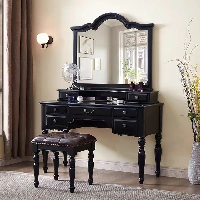 

# Customized Color Durable Oak Eco-Friendly Modern Makeup Vanity Desk Dressing Table Lighted Foldable Drawer