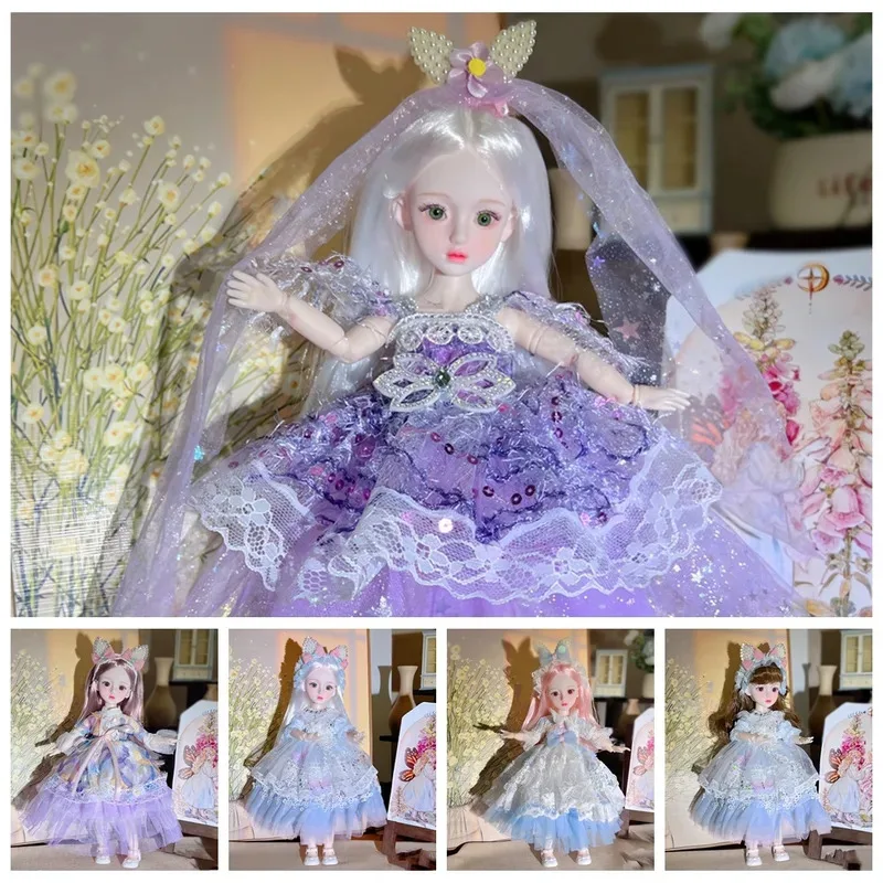 

TOPMAYA Rabbit Girl 30cm BJD Doll Toy Long Hair Movable Dress Up BJD Dolls Starry Blue Eyes Attractive Eyes