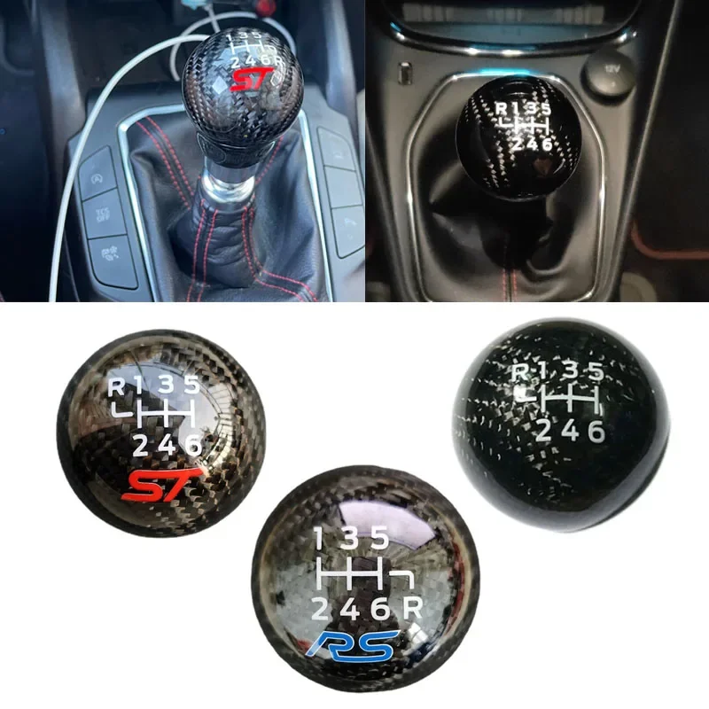 Car Manual Transmission 6 Speed Racing Carbon Fiber Gear Shifter Lever Handball Knob For Ford Focus Fiesta RS ST line