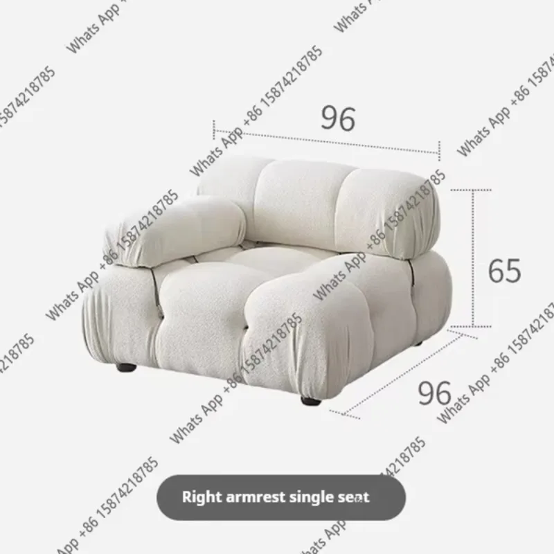 X Cream Modular Sofa Set, Cat-Proof Teddy Fabric 3-Seater With Latex-Foam Fill, Imported Pine Frame, Nordic Retro Style v
