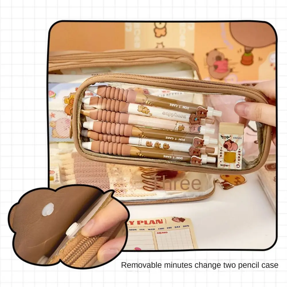 Capybara Pencil Case 10 Layers Multi-functional Pen Bag Detachable Large Capacity Stationery Storage Pouch