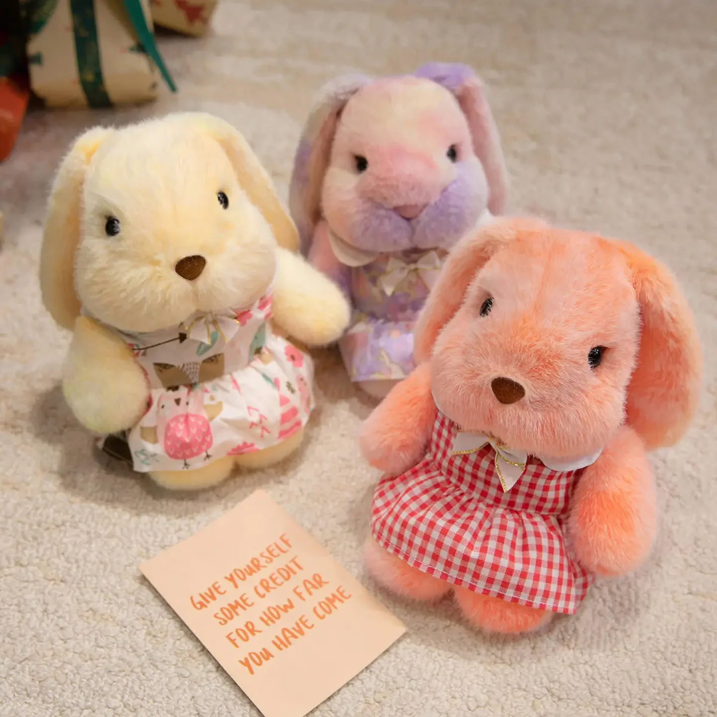 

Sweet Gradient Color Rabbit Plush Toys Multiple Styles Fluffy Cartoon Rabbit Pendants Doll Lovely Keychain Warm Kids Companion