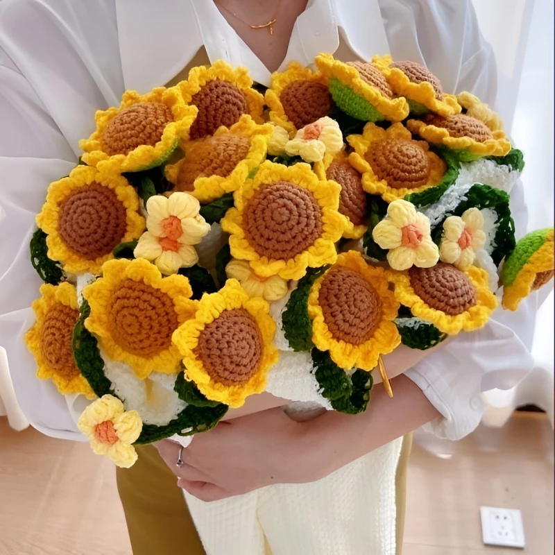 

[Finished Product] Handmade wool sunflower blanket bouquet blanket birthday Mother's Day Valentine's