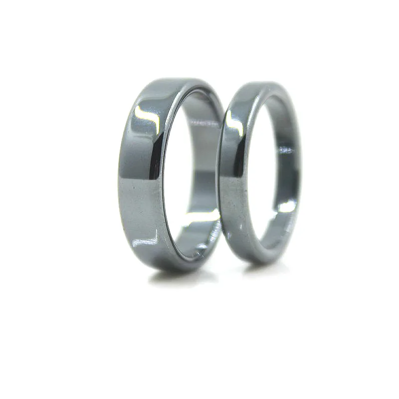 Hematite Ring (1 Piece) Smooth and Fashionable 5A Grade Surface 6mm Black Non-magnetic Men and Women Hematite Ring