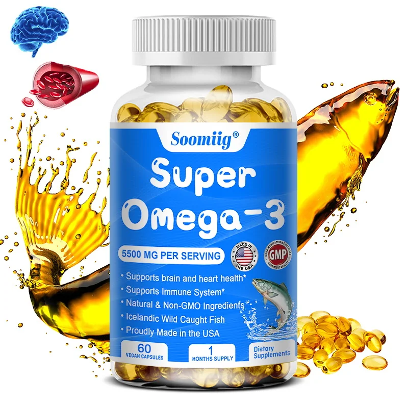 

Fish Oil Omega 3 - Helps Improve Eyes, Joints, Heart, Skin, Improves Inflammation, Enhances Brain Function and Supports Immunity