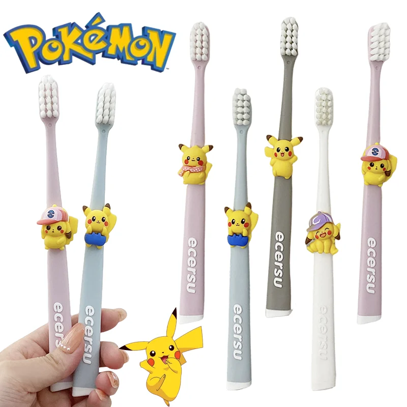 Pokemon pikachu escova de dentes macia crianças adulto escova de dentes limpeza profunda portátil viagem dental escova de cuidados orais presente novo