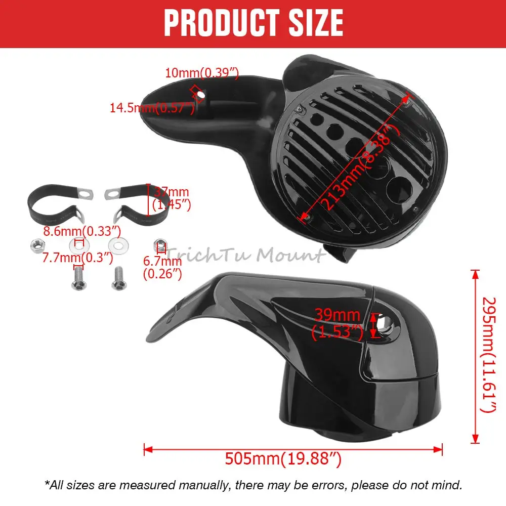 Left & Right Lower Fairing With Speaker Grills Cover For Harley 1993-2023 Touring Models Motorcycle Fairing Abs Plastic Black