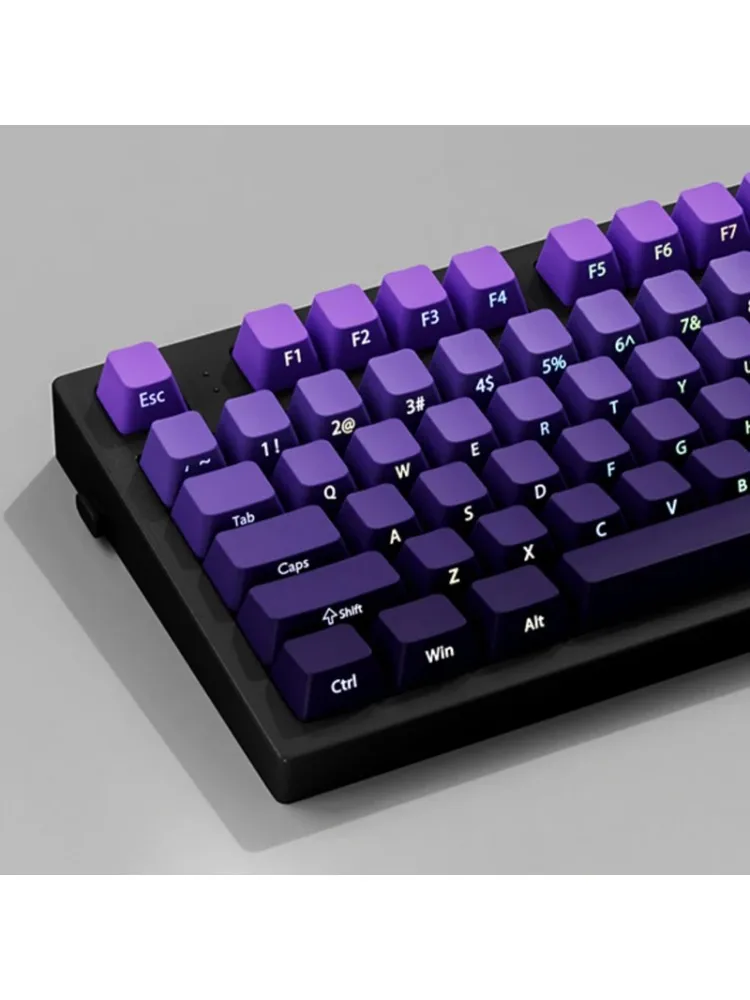Nowe profiliowe klawisze OEM z bocznym nadrukiem RGB i podświetleniem, 135 klawiszy, gradientowy fiolet, dwustronne PBT, do przełączników Gateron MX. — zdjęcie produktu 7