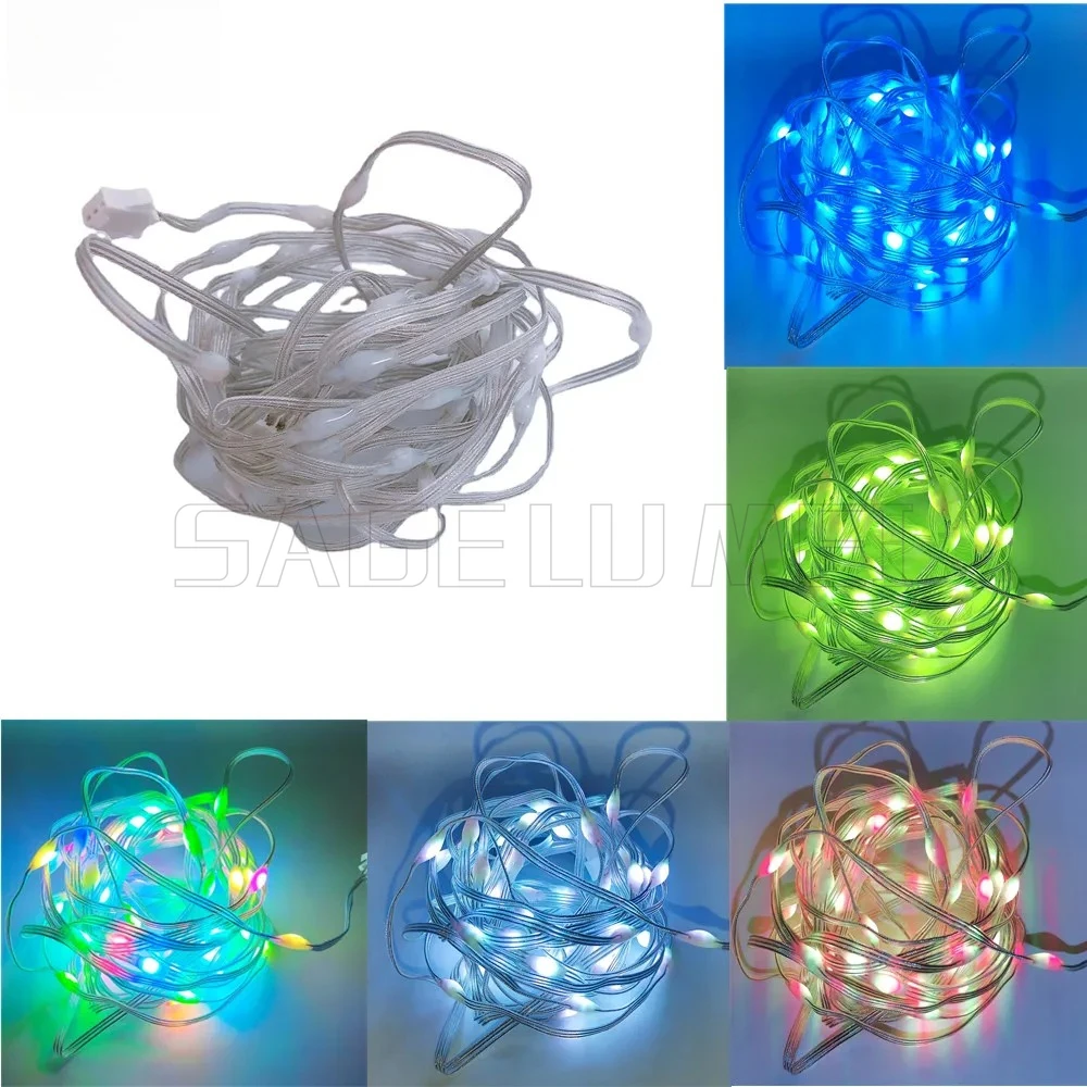 DC5V/12 فولت WS2812 LED سلسلة ضوء RGB الجنية مصباح IP65 مقاوم للماء لأضواء شجرة عيد الميلاد ديكور المنزل 5 متر لون الحلم عنونة