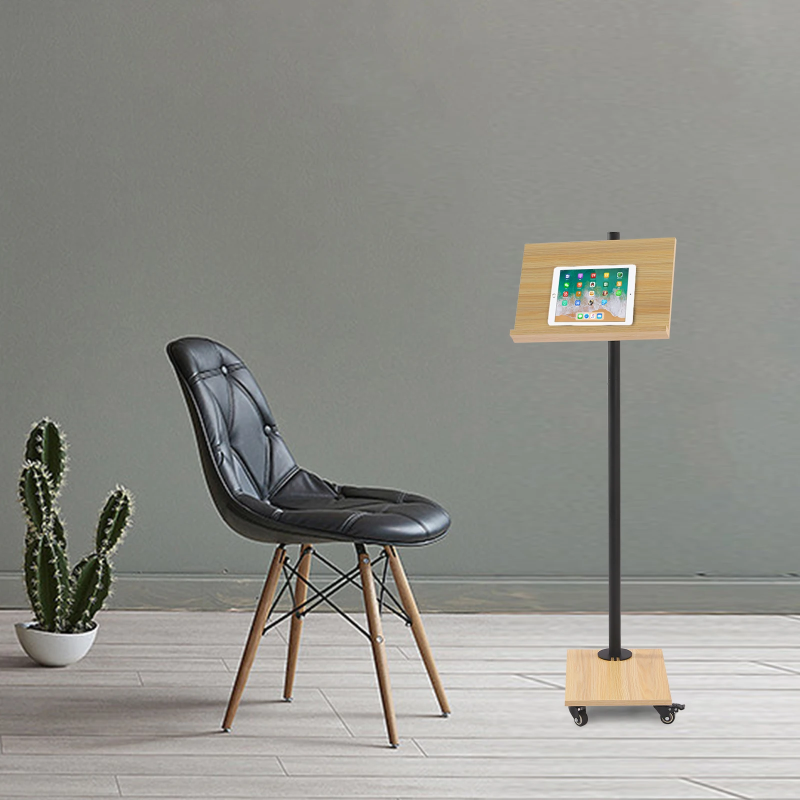 

Adjustable Floor Book Stand 10kg Panel & 50kg Base, 121cm Height for Piano/Dance/Reading, Hands-Free Convenience