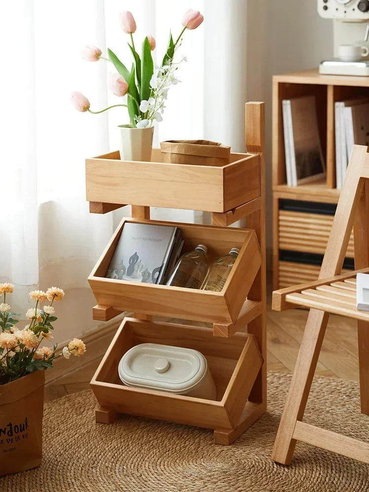 Solid wood shelves, multi-compartment storage, living room sundries, display shelves, dining room, kitchen, vegetables, wood