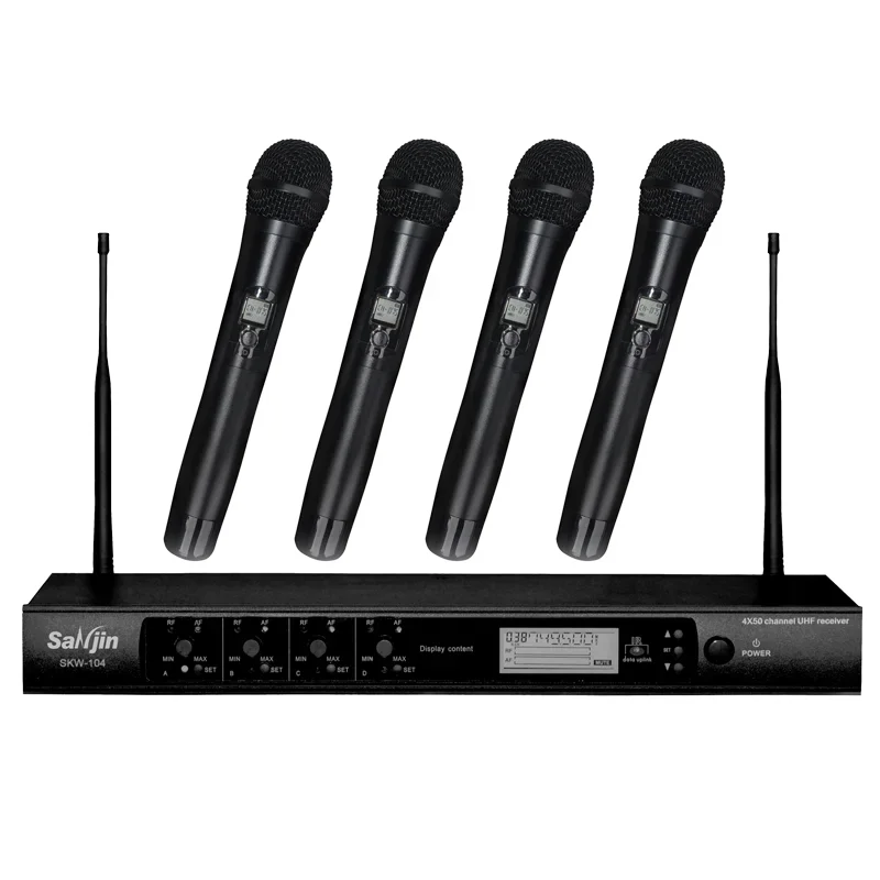 

Portable Dual Channel FM Wireless Lavalier Headset Microphone XLR Connector Noise Cancelling For Stage Conference Desktop Style