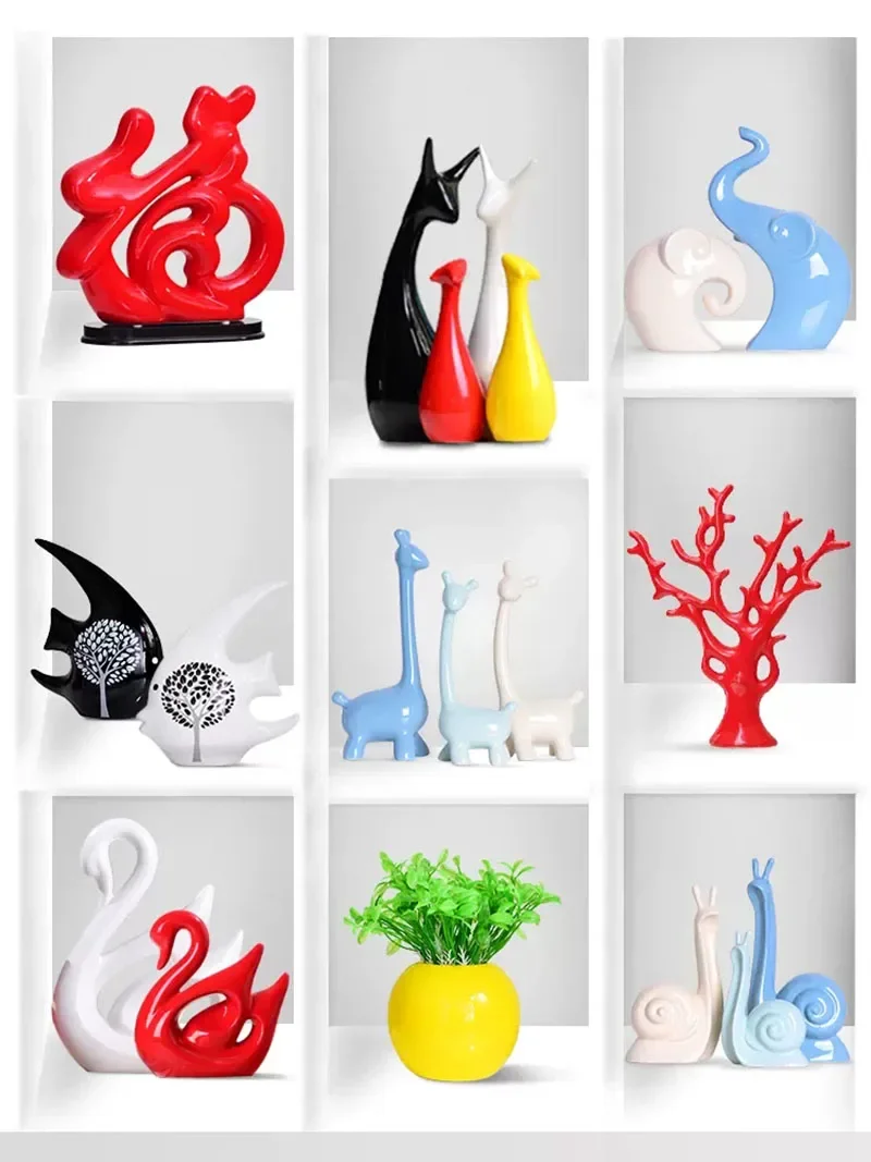 

Креативные керамические фигурки в скандинавском стиле, скульптура, ремесла, шкаф, магазин, бар, украшение для дома, гостиная