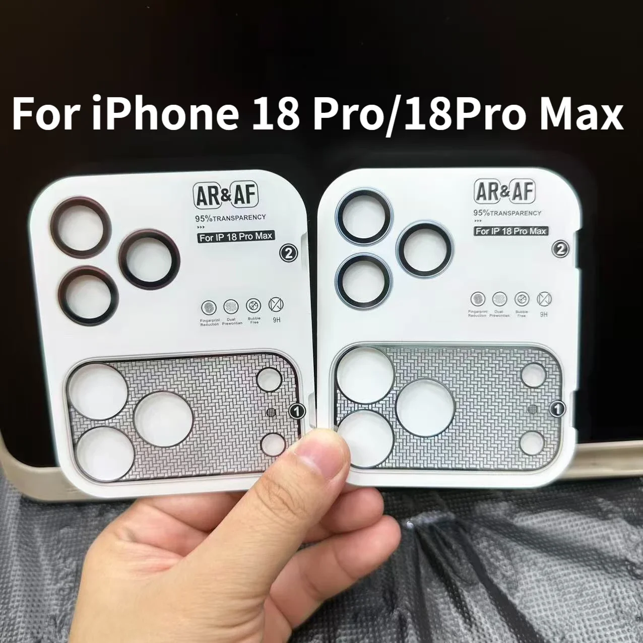 For IPhone 18 Pro/18Pro Max Camera Lens Protector Full Cover Glass With Metal Mesh Sheet Case Ring Back For AR & AF Protection