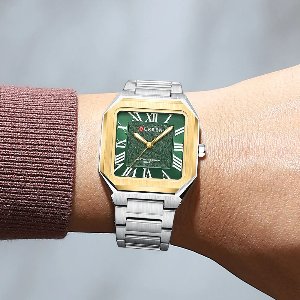 ساعة يد رجال الأعمال الفاخرة من CURREN مقاومة للماء ساعة عسكرية مضيئة من الفولاذ المقاوم للصدأ ساعات كوارتز رجالية عصرية #5