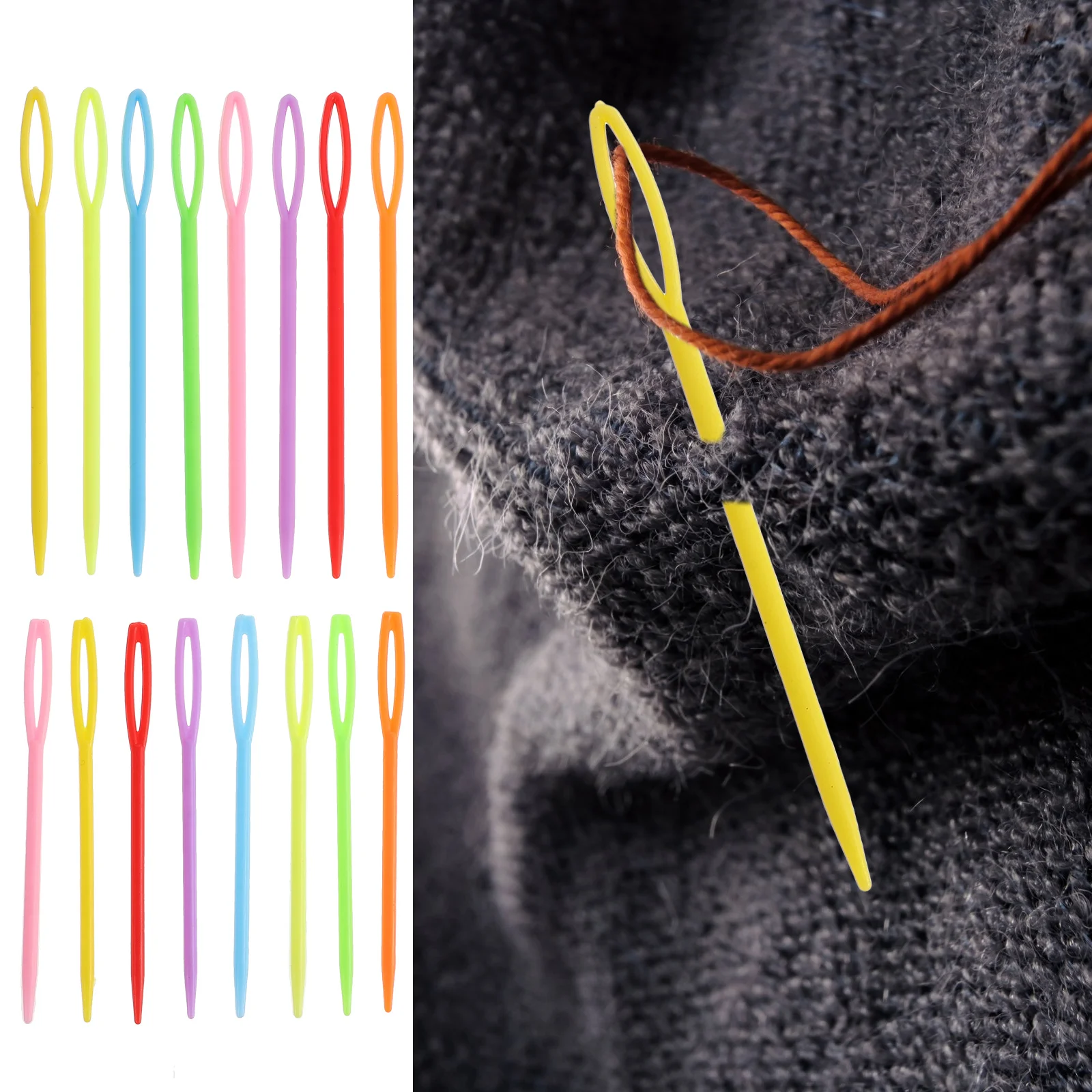 

2 Boxes Plastic Large-Eye Darning Needles Ergonomic Knitting Sewing Needle Safe Convenient Portable Yarn Needle Crochet