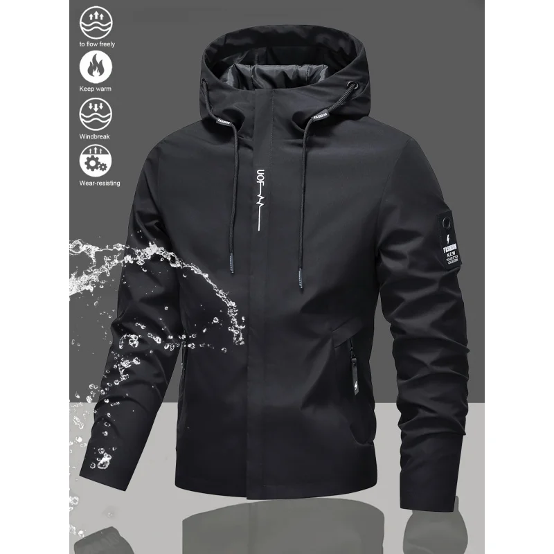New Men'S Spring And Autumn Fashion Hooded Jacket，Suitable For Sports And Outdoor Leisure Wear，Equipped With A Zippered Pocket