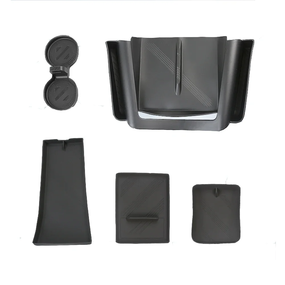 Center Console Storage Box Anti-Slip Pad Silicone Cup Holder Coasters Wireless Charger Mat For Tesla Model X S 2023 Accessories