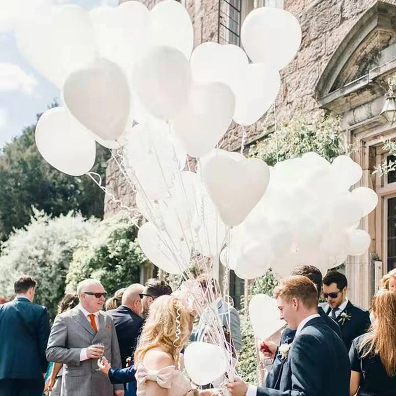 Globos inflables de helio en forma de corazón para boda, decoración de fiesta de cumpleaños, blanco, 10/20 piezas, 2,2g