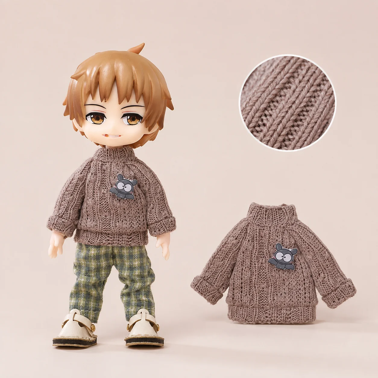 OB11 Doll Clothing Accessories Sweater Collection Versatile Badge Long Sleeve Sweater Knitted Sweater 1/12 BJD Doll Clothing Bea