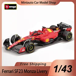 New Product In Stock Bburago F1 1:43 Ferrari Sf-23 Monza Livery Version Alloy Miniature Diecast Model Italian Grand Prix Car Toy