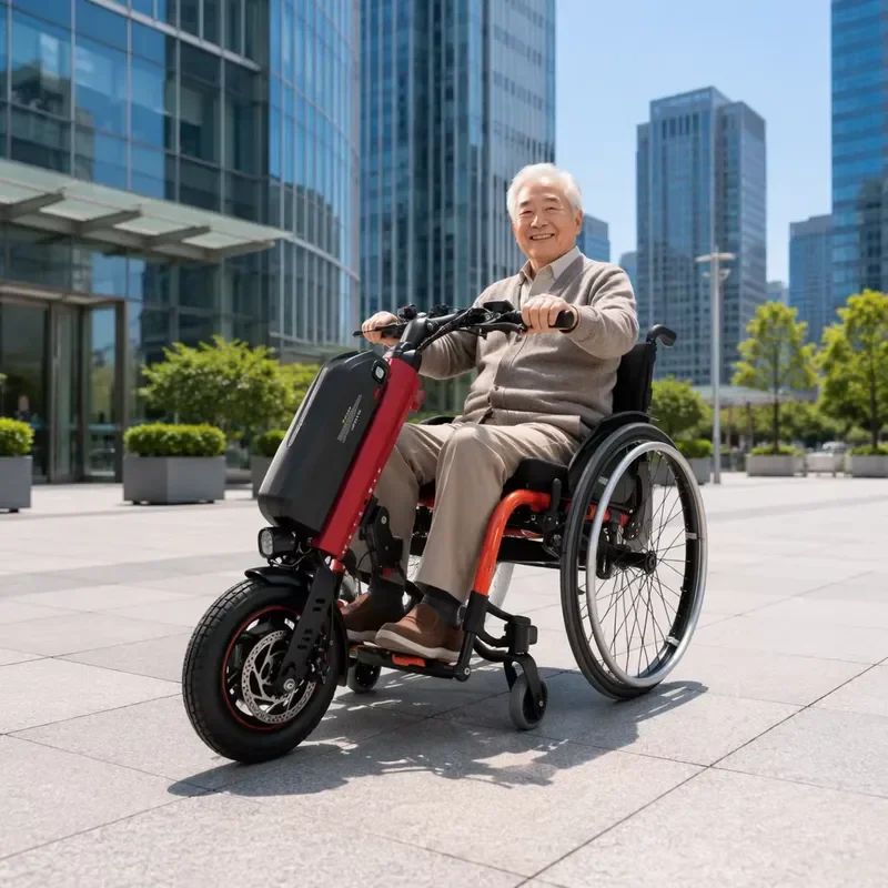 Disabled mobility aids Electric wheelchair conversion kit with electric front attachment for manual wheelchairs