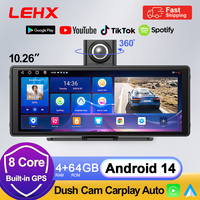 LEHX P10 Pro 10.26'' Dashboard  Android 14 AI Screen Dash Cam Auto GPS Navigation Carplay Android Auto Dual Lens Video Recorder