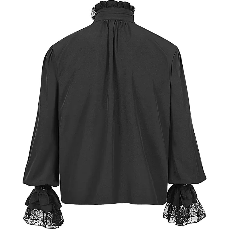 

Medieval Vampire Victorian Steampunk Viking Halloween Cosplay Top Medieval Men Ruffle Pirate Shirt Renaissance Faire Costume