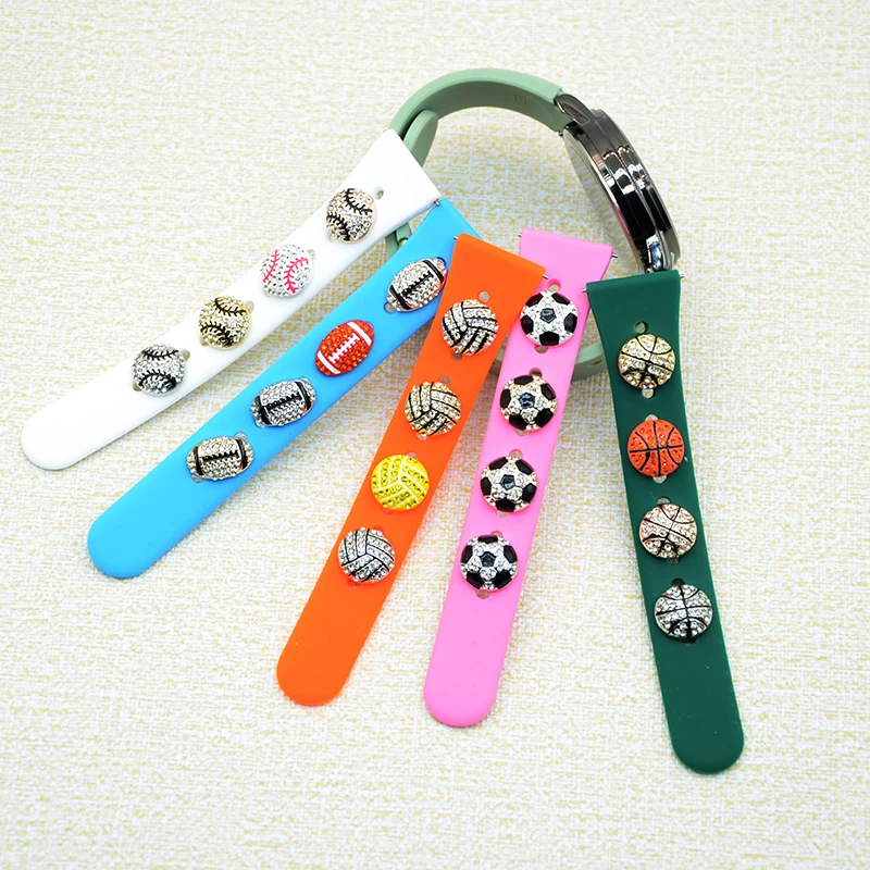 Sports Enthusiast Accessories For Apple Watch Strap Nails Studs Cute Rhinestone Charms Decorations For Silicone Watch Band 22MM