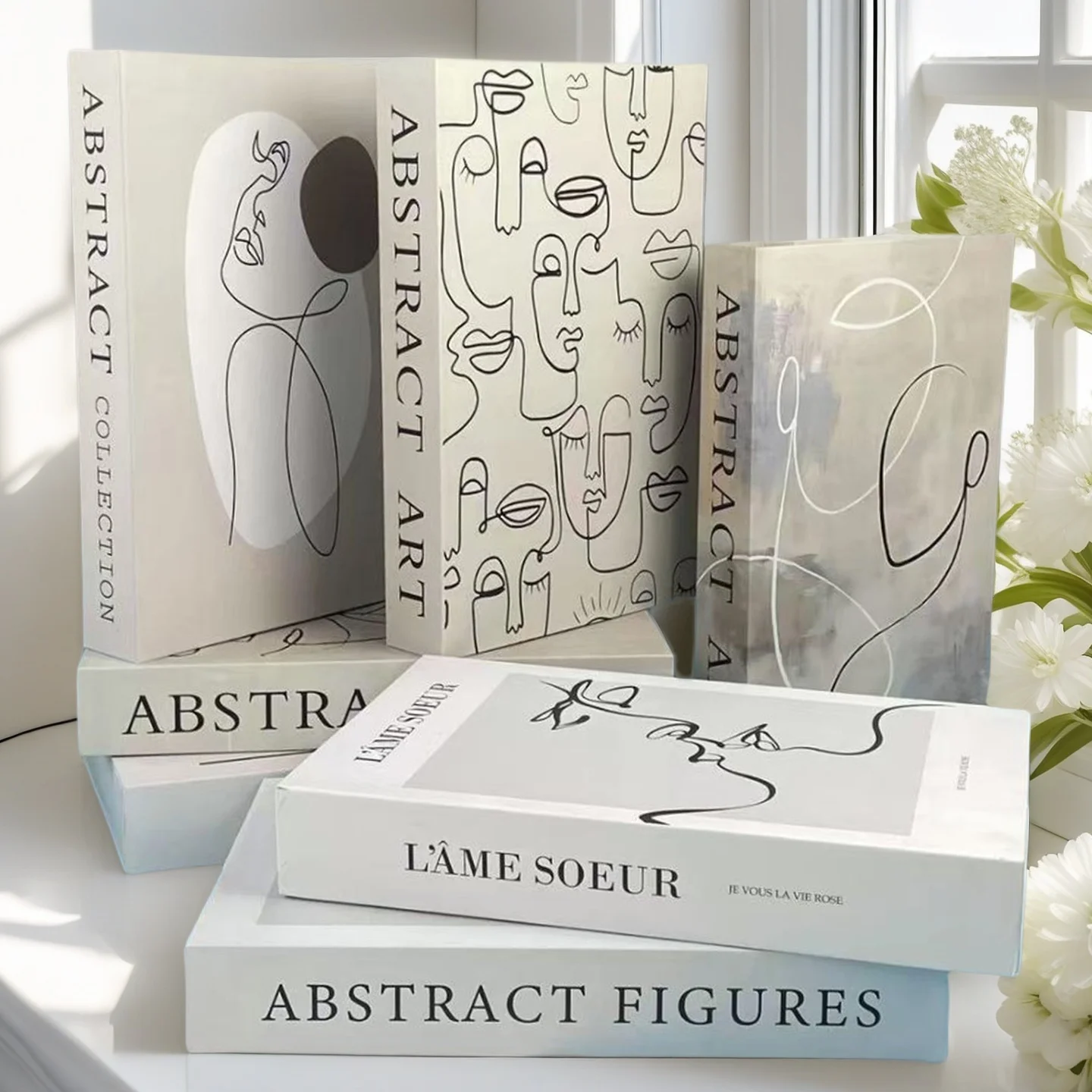 

Abstract Boho Monet Luxe Fake Book Storage Box Interior Decoration Bauhaus Decorative Books Coffee Table Bedroom Ornament Decor