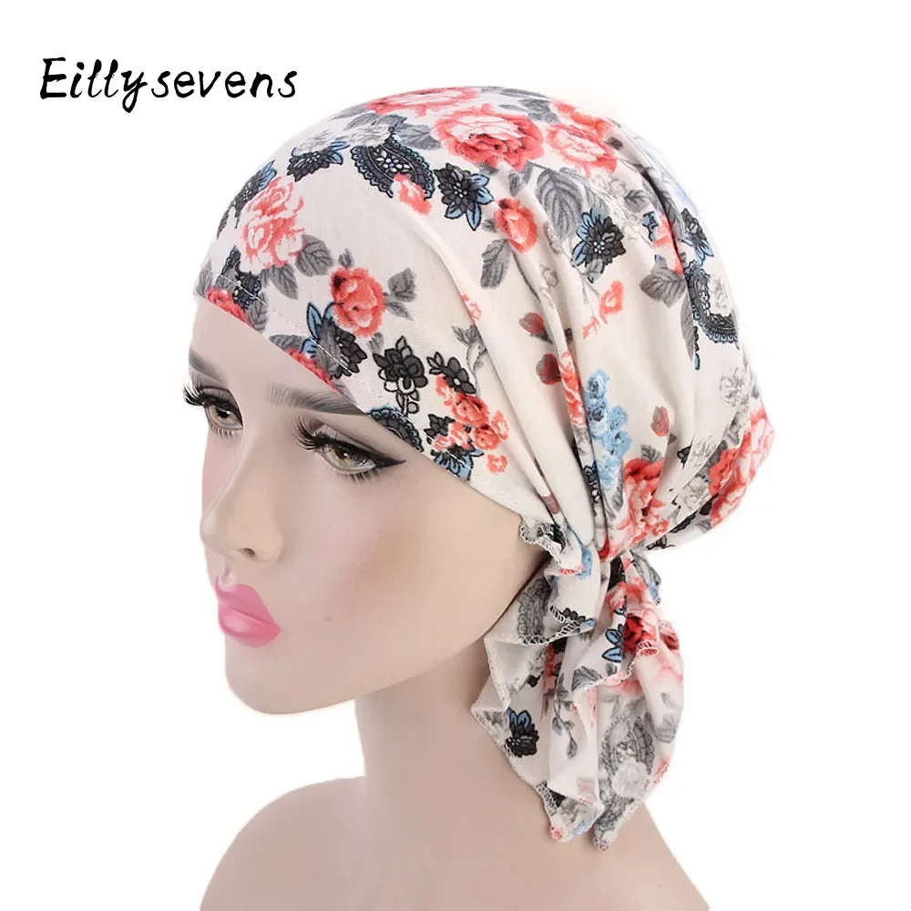 

Ethnic Print Women'S Hijabs Muslim Turban Hat Headwear Wrap Cancer Bandanas Hair Accessories Trend Cycling Headscarf