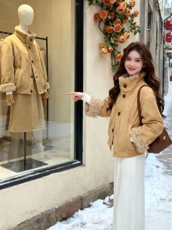 

Retro Faion ort Jaet Women's Sli Collar Coat Warm Cotton Lined Long Sve Pure Color Button Detail Travel Ready