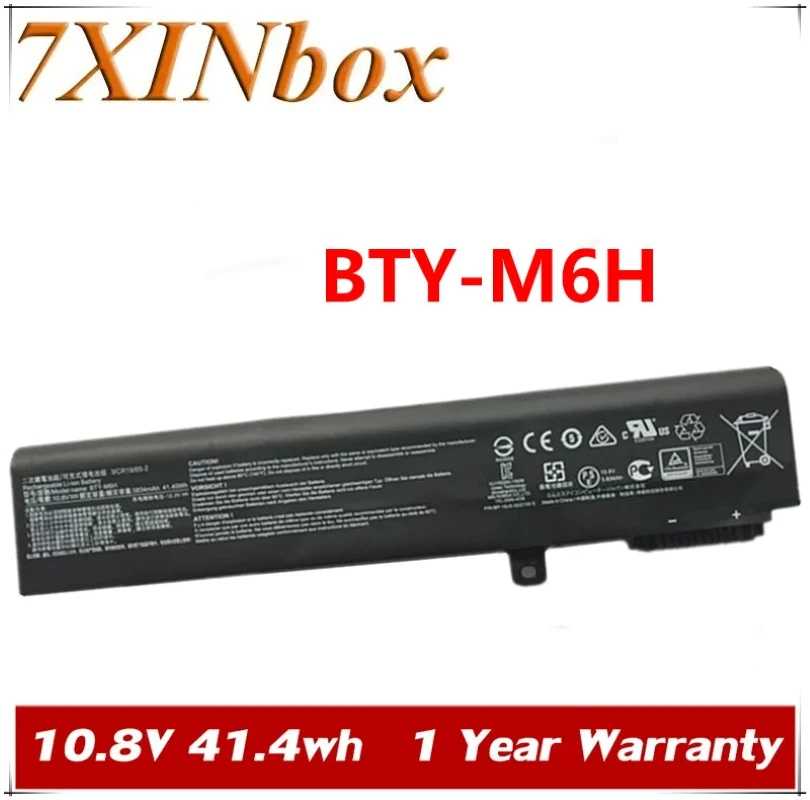 

7XINbox 10.8V 3834mAh 41.4wh Original BTY-M6H Laptop Battery For MSI GE62 GE72 series 6QD 6QD-001XCN Laptop Tablet