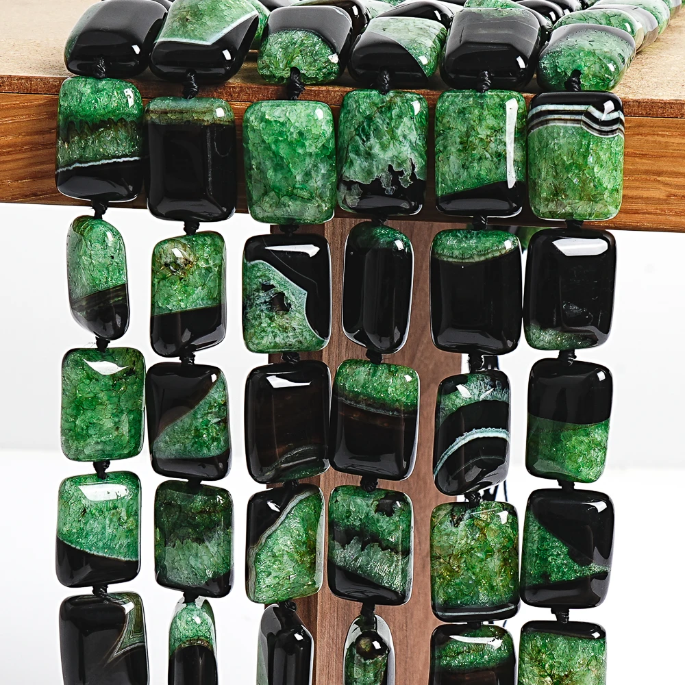 Premium 20x15mm Green Agate Cube Beads Chunky Square Natural Dyed Gemstone Spacer Beads for Bracelet Necklace Crafting