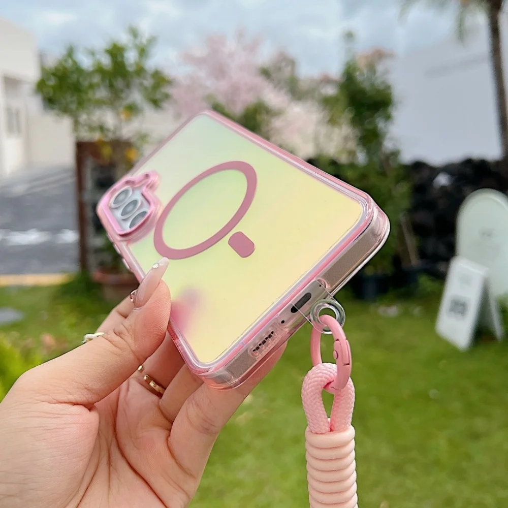 Gradient Laser Magnetic Wrist Strap Case For Samsung S25 S23 Ultra S24 Plus S25Edge A55 A56 A35 A36 A25 A15 A34 Acrylic Cover - náhled 5