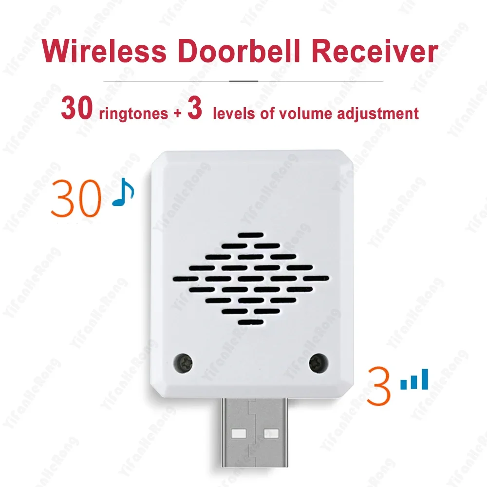 30 أغاني لحن حلقة الباب الذكية المنزل اللاسلكية الذكية USB جرس الباب استقبال التحكم عن بعد للمنزل فندق حلقة الباب اللاسلكية