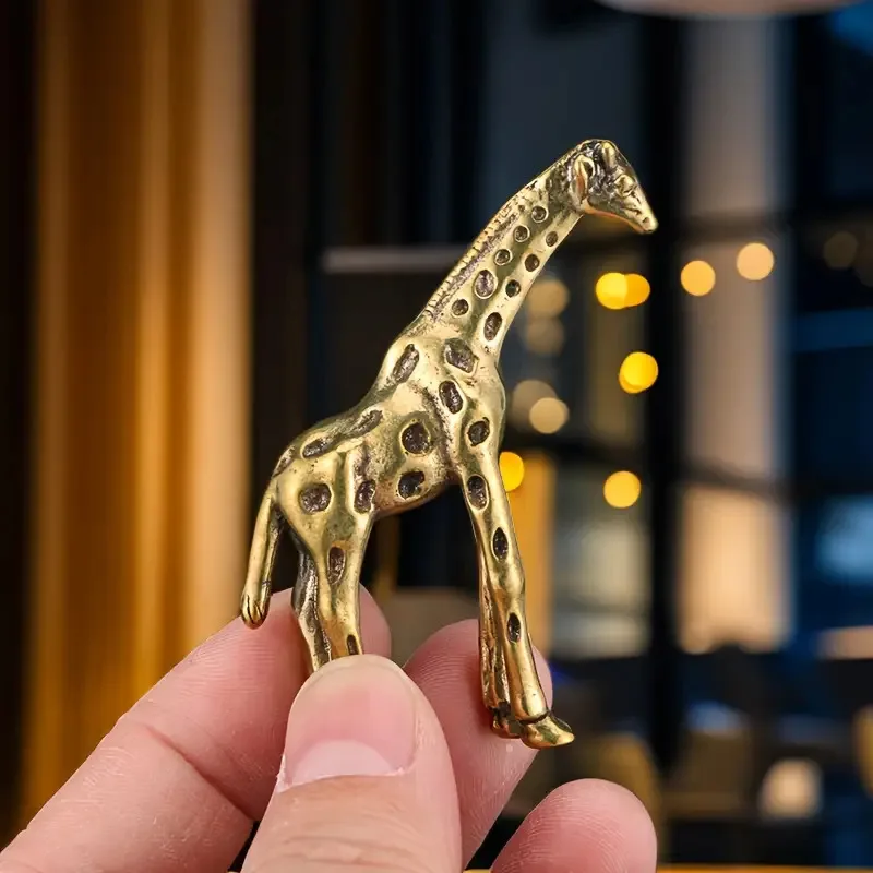 1/3 Statues élégantes de girafes en laiton - Statues d'animaux artisanales, parfaites pour la décoration de la maison et du bureau