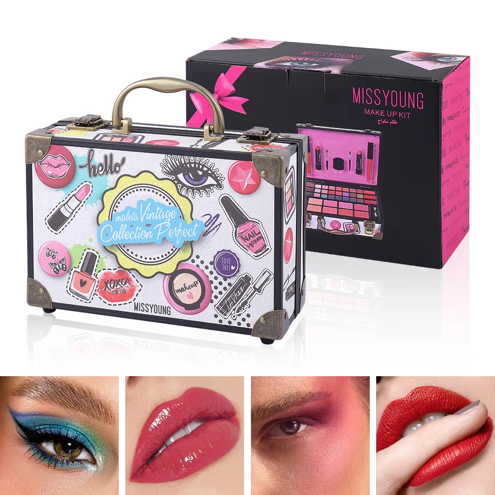 New Cosmetic Gift Set Shimmer Eyeshadow Blush Eyebrow Powder Combo Multifunctional Makeup Kit for Daily Use & Holiday Presents