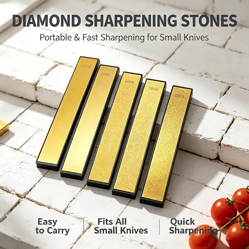 RUIXIN PRO Fixed Angle Knife Sharpener Kit With Base Professional Diamond Golden Knife Sharpening Stones Whetstone Set