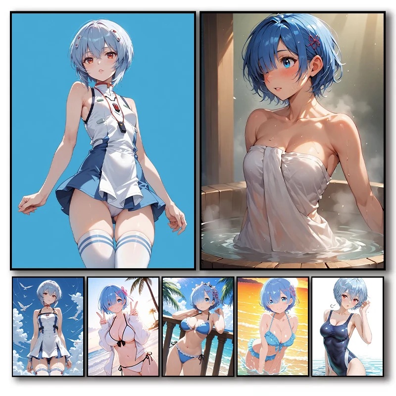 LunaArt انمي ياباني فتاة قماش اللوحة المشارك ديكور المنزل جدار الفن الهدايا مروحة الرسوم التوضيحية الفنية #1