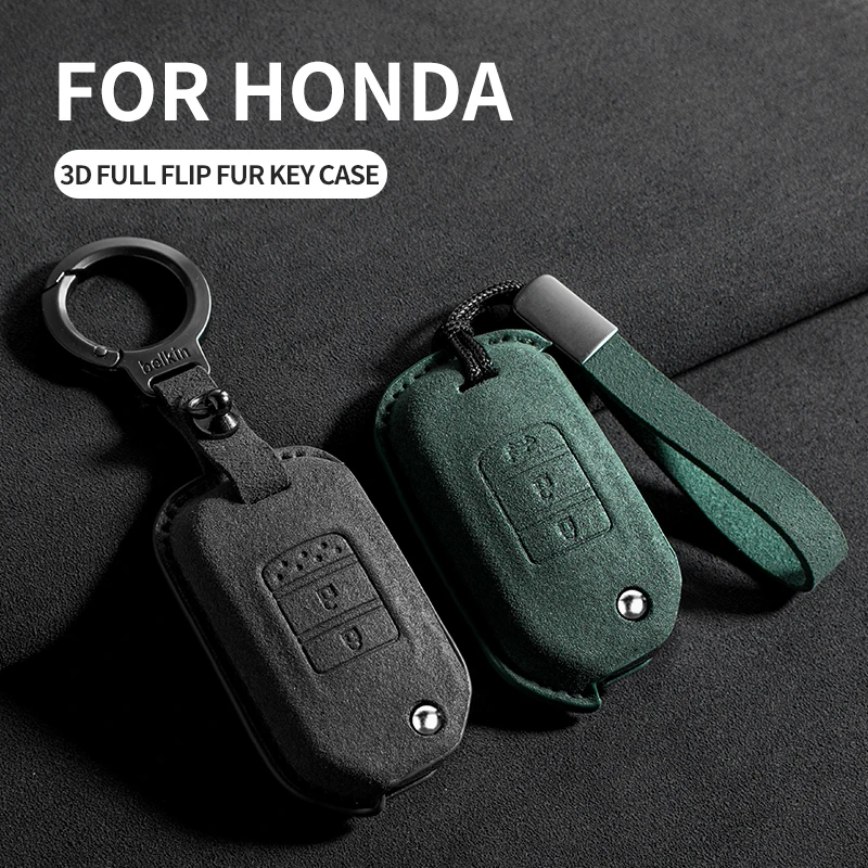 

Suede Car Flip Key Case Cover Protector Shell For Honda HRV XRV Accord Civic Odyssey Fit CRV CR-V Crider Pilot Jade Jazz Vezel