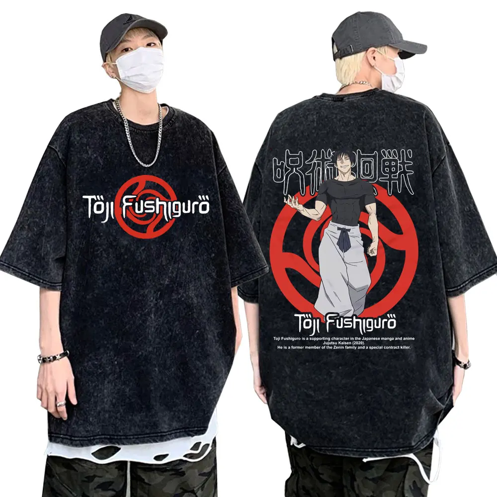 

Anime Jujutsu Kaisen Fushiguro Toji Washed Vintage Graphic T-shirt Men Women Casual Cotton Retro T Shirt Male Oversized T-shirts