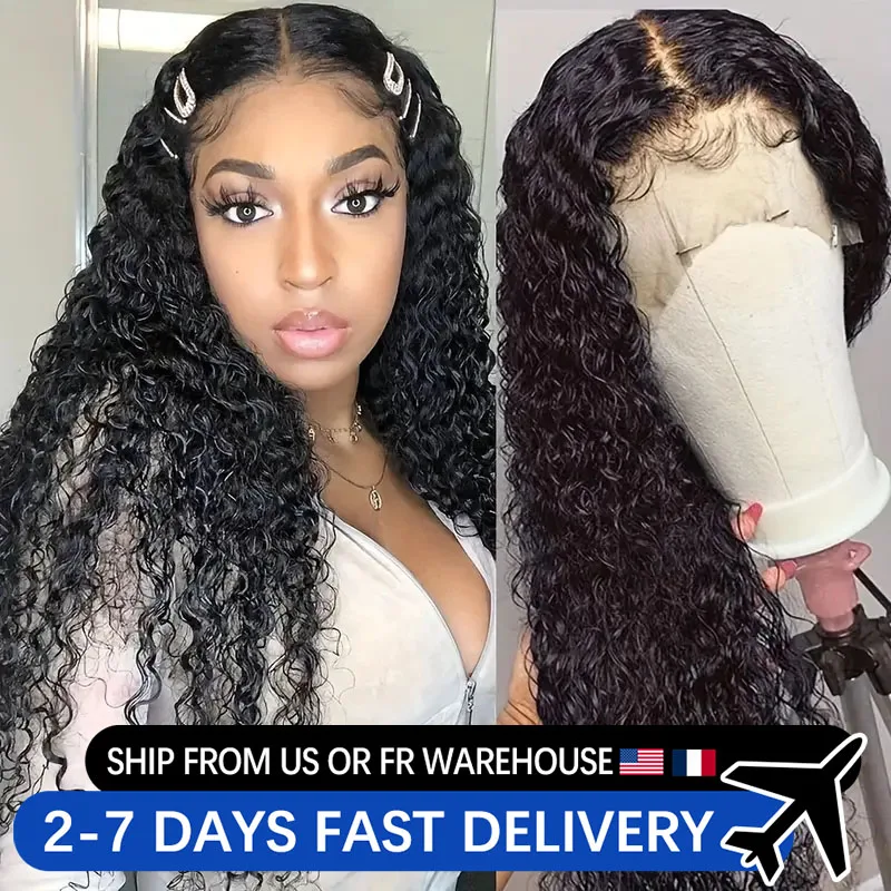 180% Deep Wave Frontal Wig 13x6 HD Lace Frontal Wig For Women Indian Water Wave Lace Front 100% Human Hair 4x4 Remy Glueless Wig